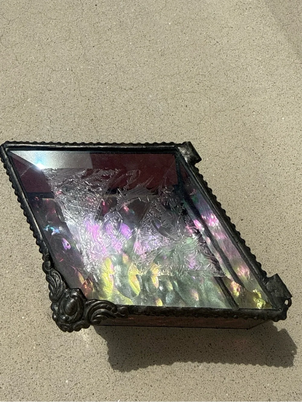 vintage burgundy glass box